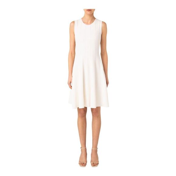 Akris punto Cream Flared Cable Knit Pattern Dress Size 4 NWOT - Picture 1 of 9
